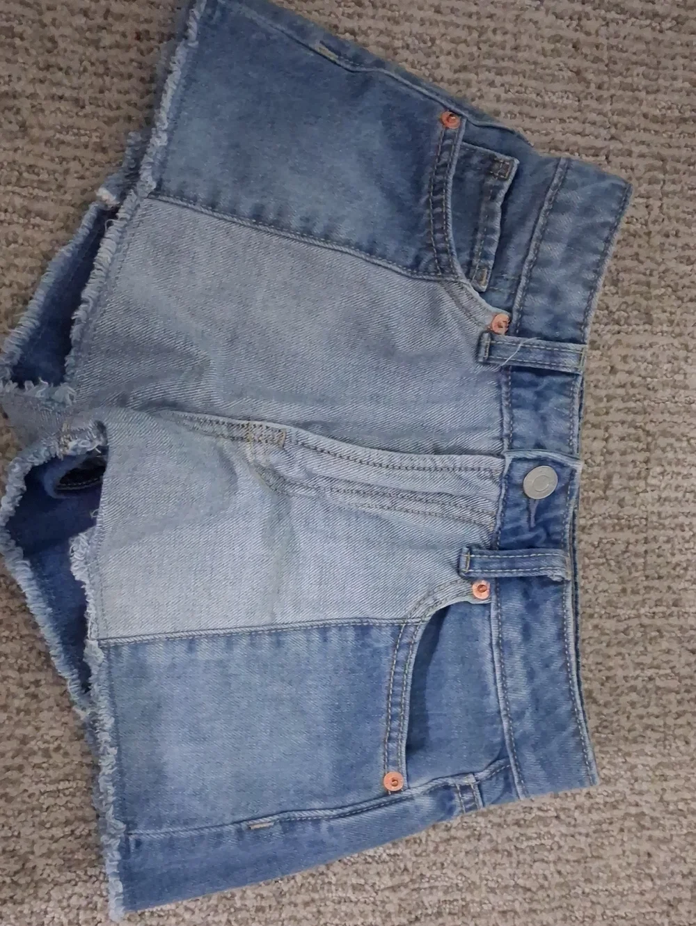 SIZE 8!! GAP  Two-Tone Light Blue Denim Shorts- With Raw Hem